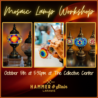 10/05/24 (5:30pm) Mosaic Lamp Workshop $65 NEW PROJECT!!